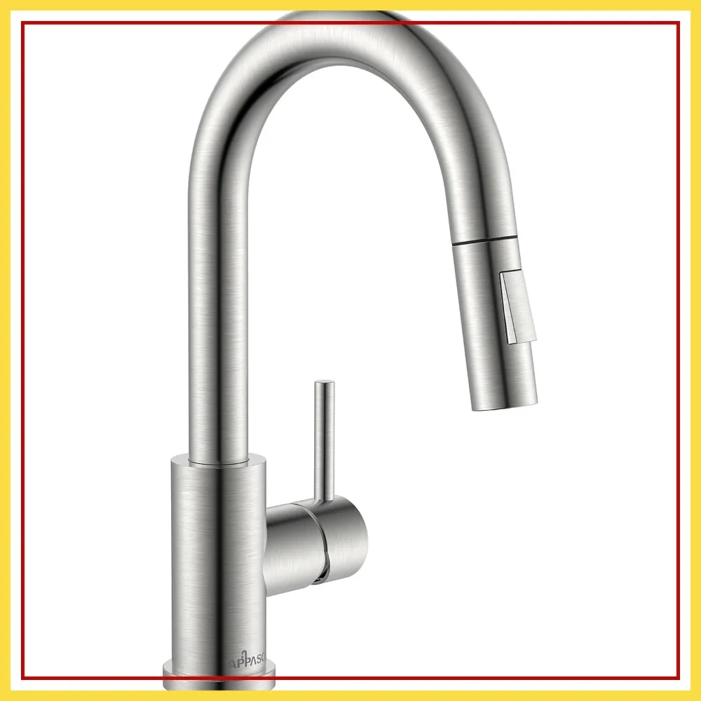 

Bar Sink Faucet with Pull Down Sprayer 2 Modes, cUPC Certified Hoses No Lead Stainless Steel Kitchen Sink Faucet, Modern Single Handle Utility Faucet for RV Camper Outdoor