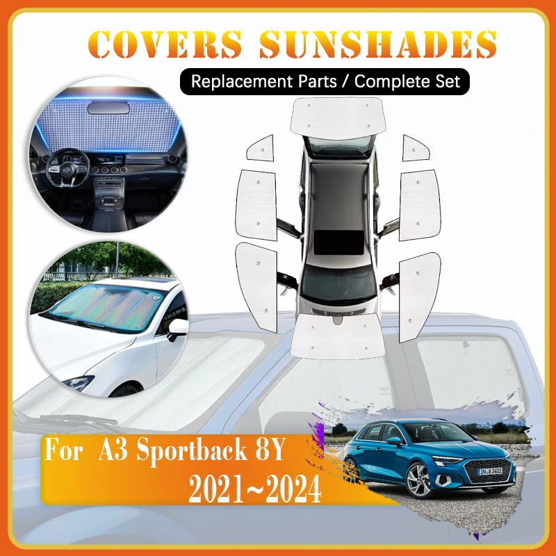 

For Audi A3 Sportback 8Y 2021 2022 2023 2024 Car Sun Shade Sunscreen Window Visors Sun Covers Thermal insulation Mat Accessories