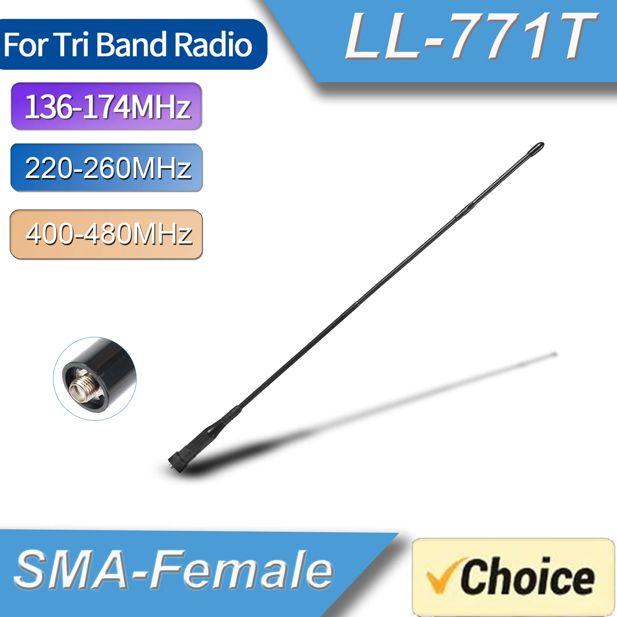 Antena fêmea macia de SMA para Baofeng, Walkie Talkie, radioamador, Tri Band, LL-771T, SMA, 21, 17, 5RH, K5