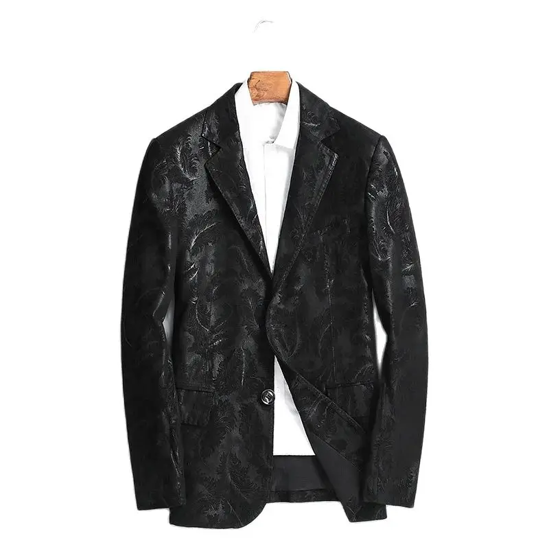 

Batmo 2023 new arrival autumn high quality sheepskin jackets men,men's real leather plaid blazer men plus-size L-4XL