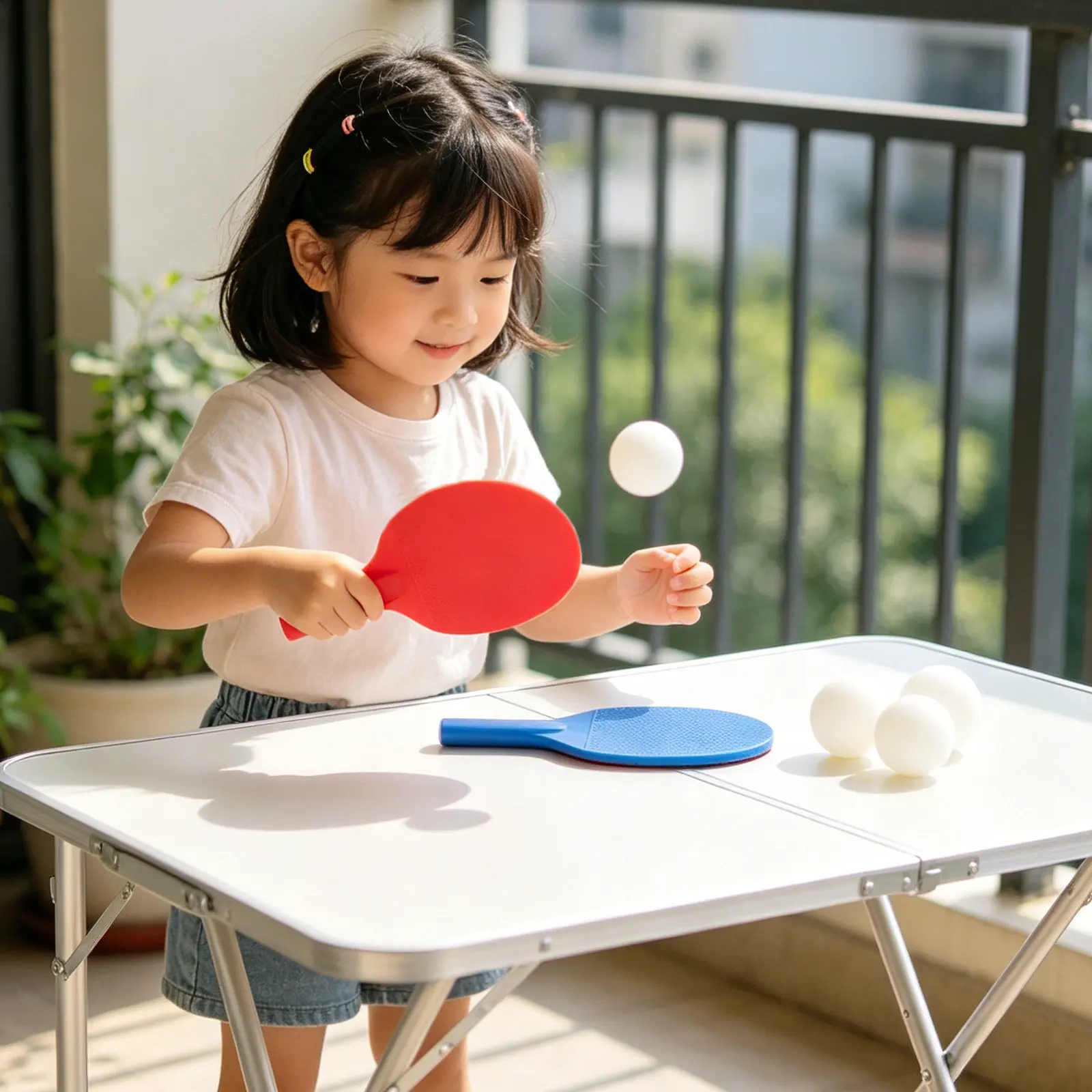 

1 Set Table Tennis Trainer Kit Red Blue Rackets 4 White Balls Friendly Beginner Indoor Table Tennis Practice Set