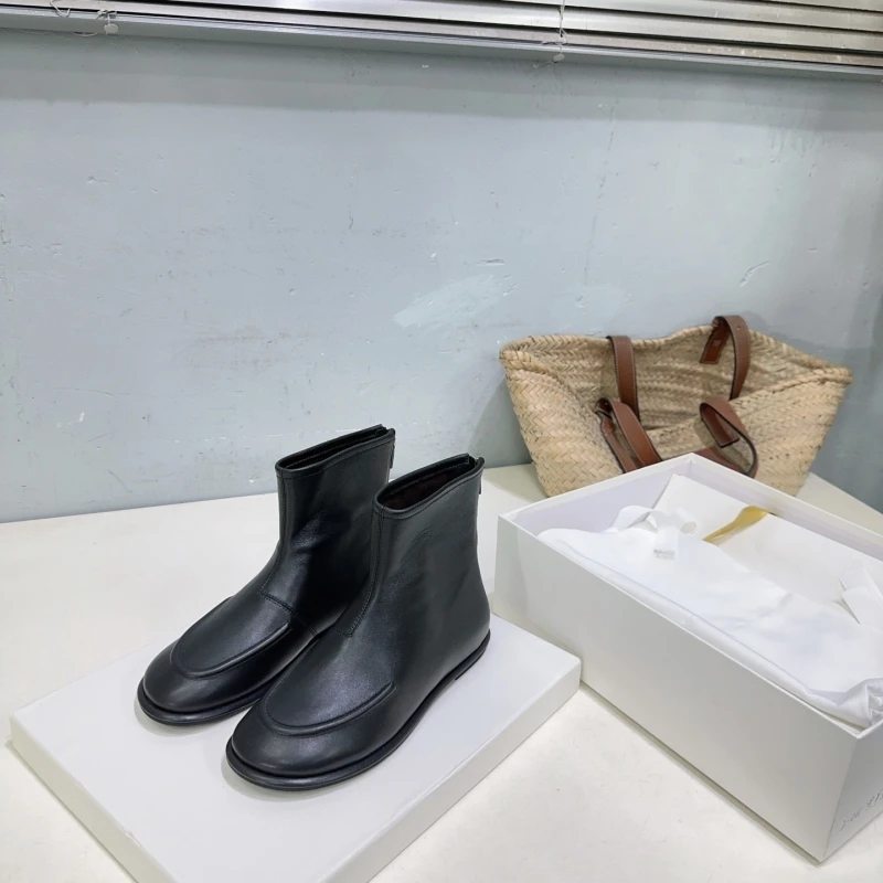 

Осенне-зимние новые винтажные ботинки Yinglun с круглой головкой и плоской задней молнией, женские кожаные ботильоны из натуральной кожи Wild Wild