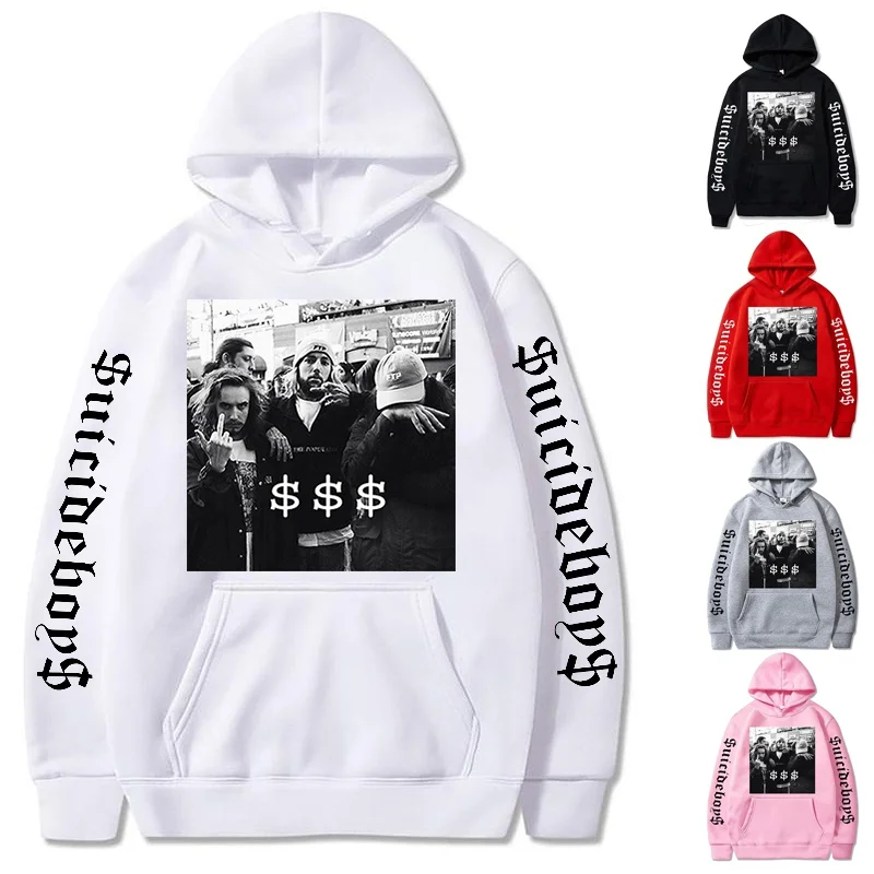 (High quality hoodie)Unisex New Fashion Long Sleeve Suicideboys Printed Hoodies Front Pocket Inside Fleece Pullover Sweater