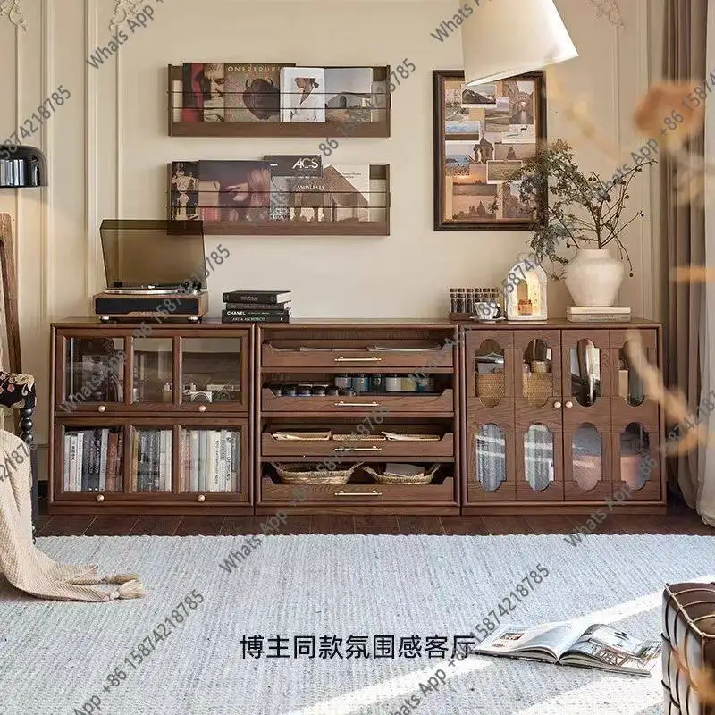 

New Chinese-style solid wood TV cabinet living room household small apartment storage locker can be customized