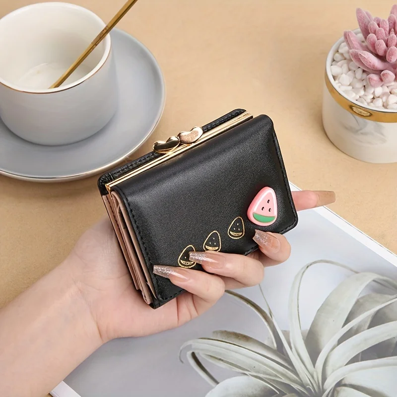 น่ารักพับผู้หญิงกระเป๋าสตางค์สั้นการ์ตูนมินิคลิป Creative Zero Wallet