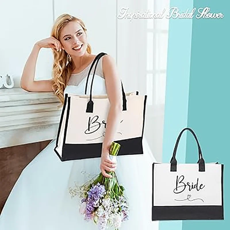 Bride Tote Bag Bride To Be Gift for Wedding Engagement Bachelorette Party Anniversary Travel Hen Party Supplies Decoration Women