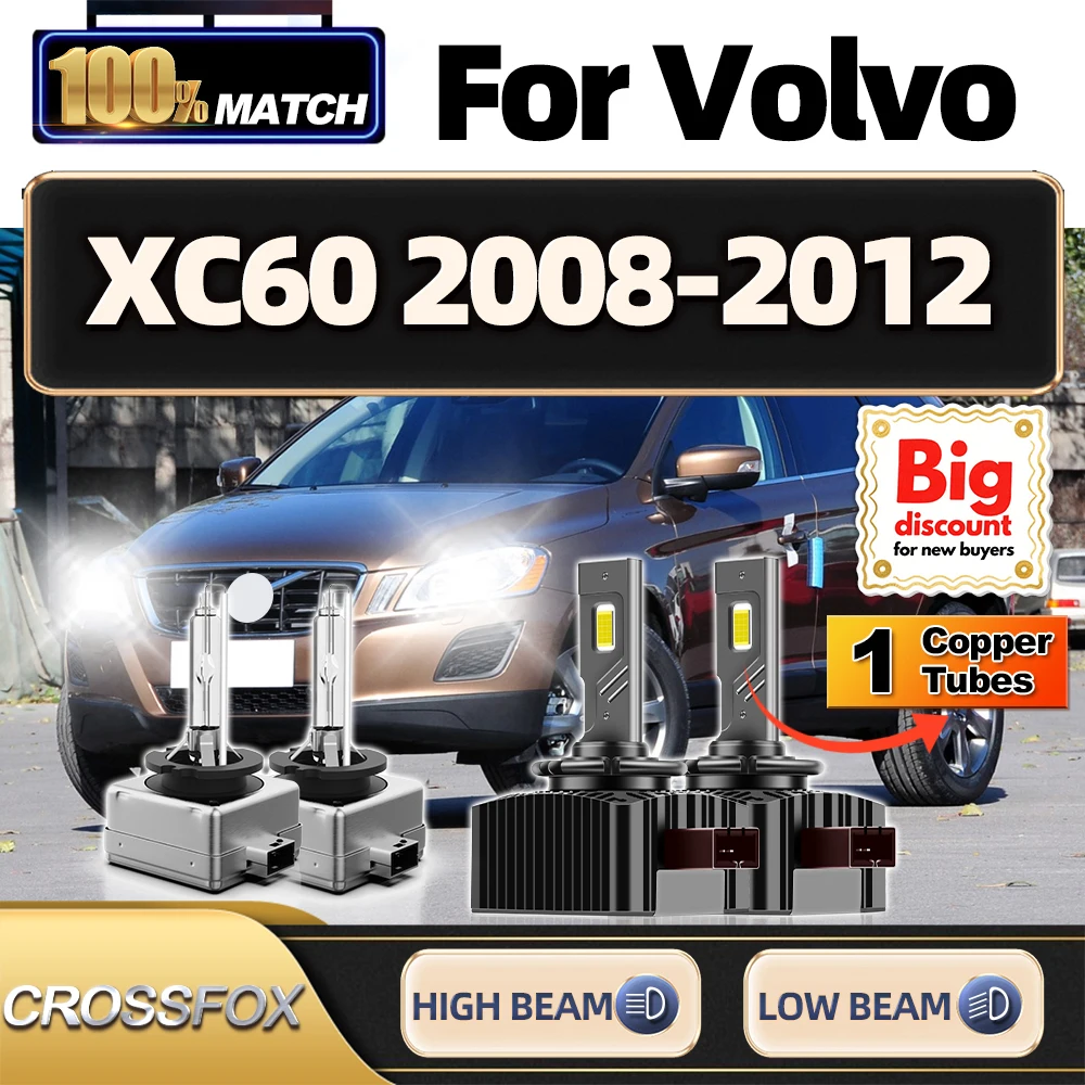 

CROSSFOX для Volvo XC60 2008 2009 2010 2011 2012 2X светодиодные ксеноновые лампы для фар Canbus обновленные ампулы для фар Plug And Play