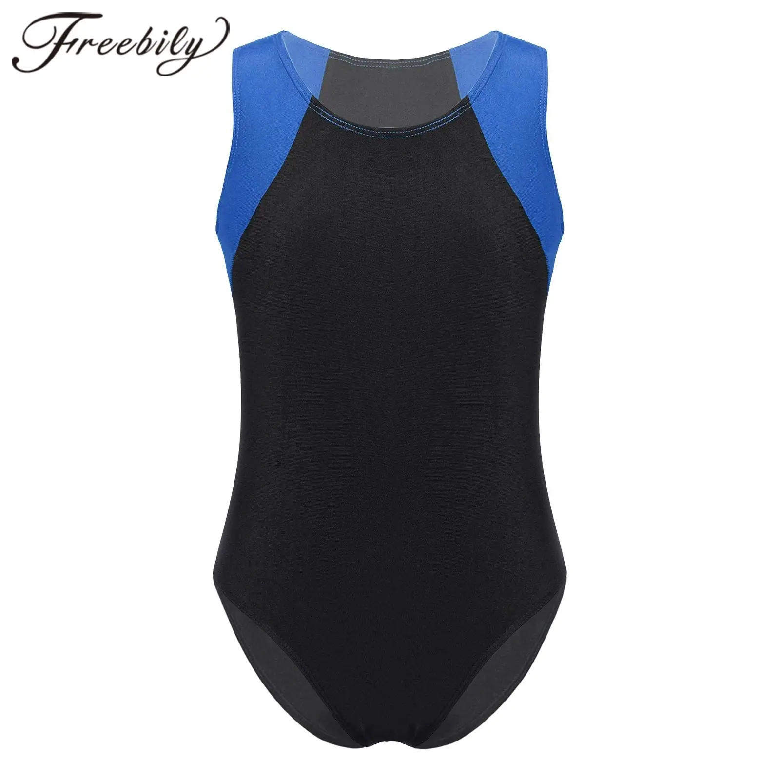 Children's Gymnastics Jumpsuit Kids Sleeveless Round Neck Gymnastics Leoatrd for Boy Exercise Workout Fitness Athletic Bodysuit