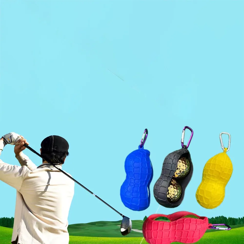 ミニシリコンゴルフボールバッグ,保護ケース,ダブルケース,ウエストホルダー,収納ラック,ゴルフアクセサリー,スポーツアクセサリー