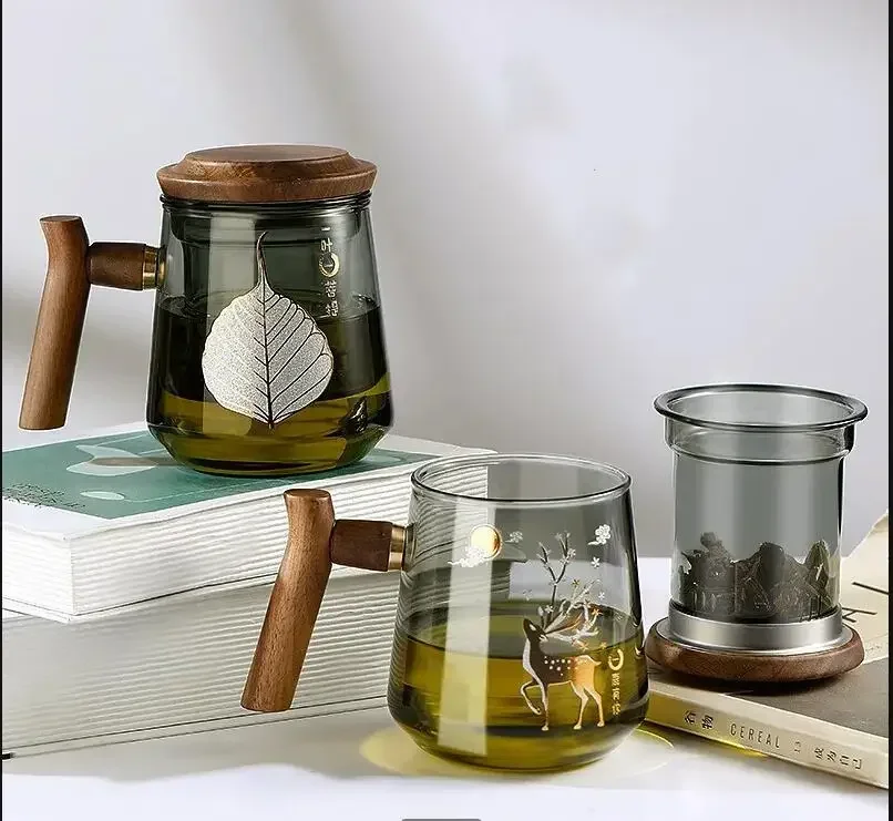 

Transparent Glass Teapot Set Wooden Handle Teapot Teacup Teakettle Kettle Afternoon Tea Making Equipment Tea Making Tools