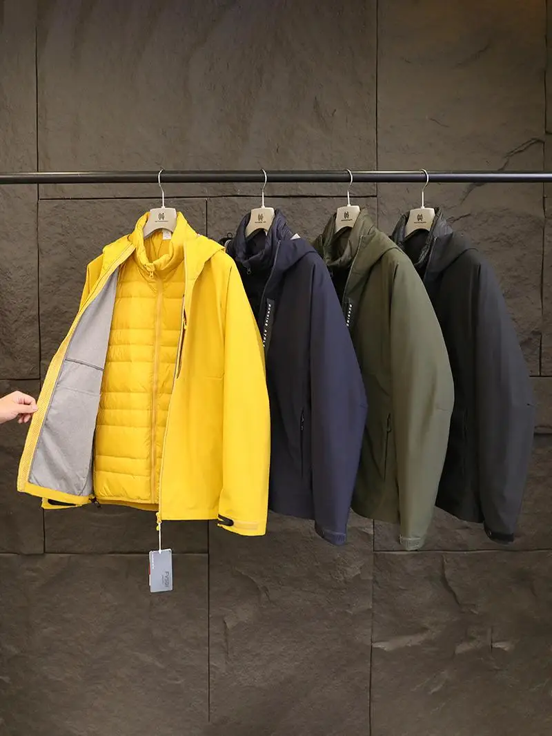 

Men's Casual Tee-in-One down Jaet Outdoor Sports Windbreaker Faion Urban Sle Polyester Fiber Waterproof Warmth