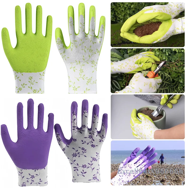 

One Size Garden Gloves for Women, Foam Latex, Breathable and Comfortable