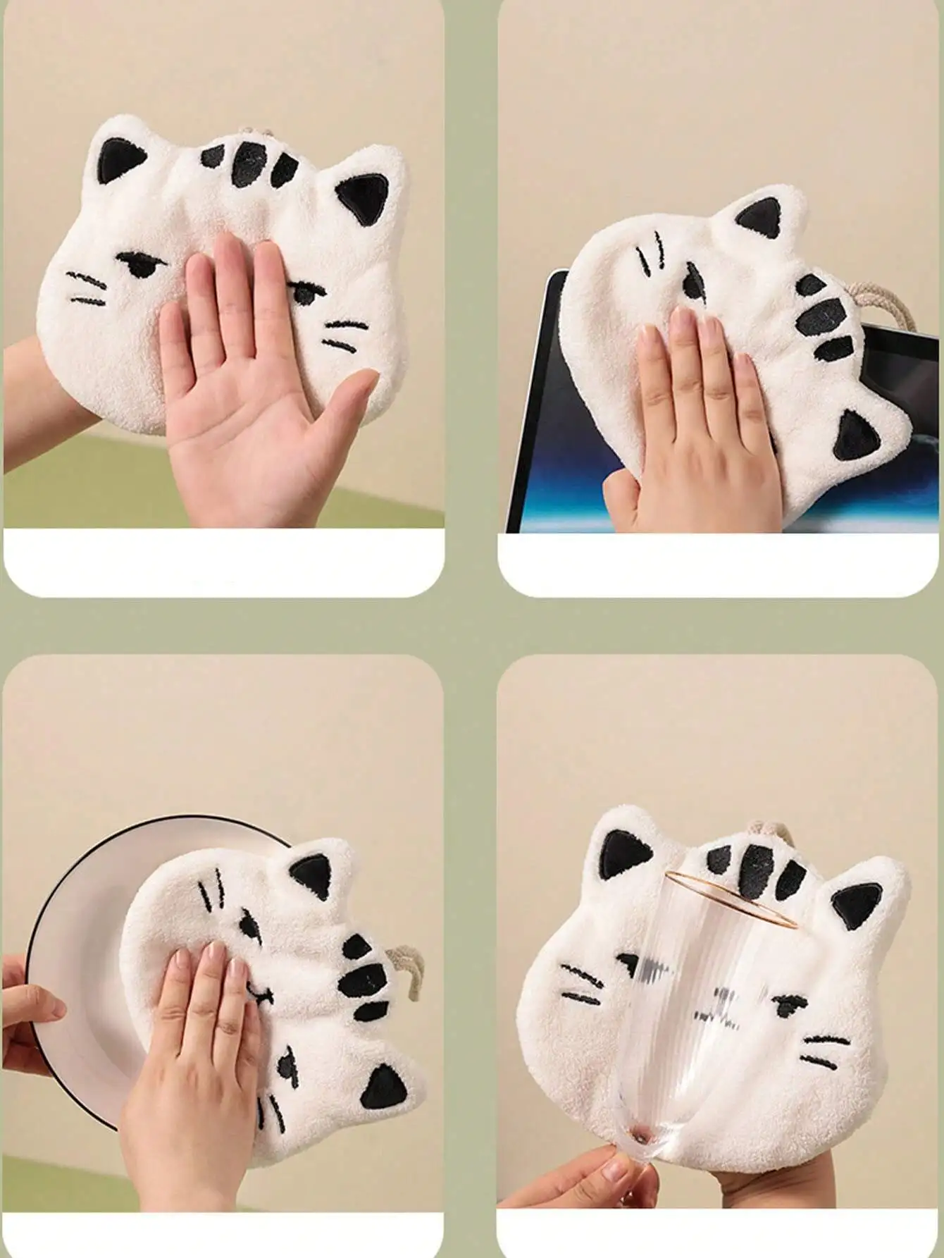 1 قطعة الصوف المرجاني ماصة لطيف القط تصميم معلقة منشفة اليد مناسبة للحمام والمطبخ غير تساقط منشفة صغيرة ل هان