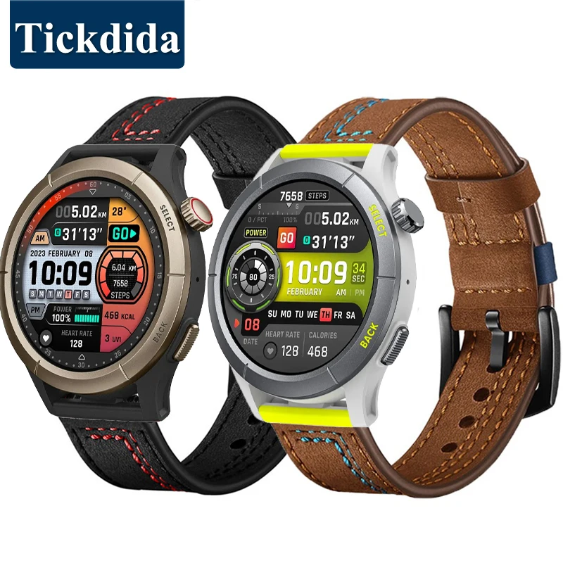 Hochwertiges Kalbslederarmband aus echtem Leder für Amazfit Cheetah Pro GTS 3 SE 46 mm Amazfit GTR Mini GTR 4 22 mm Armband