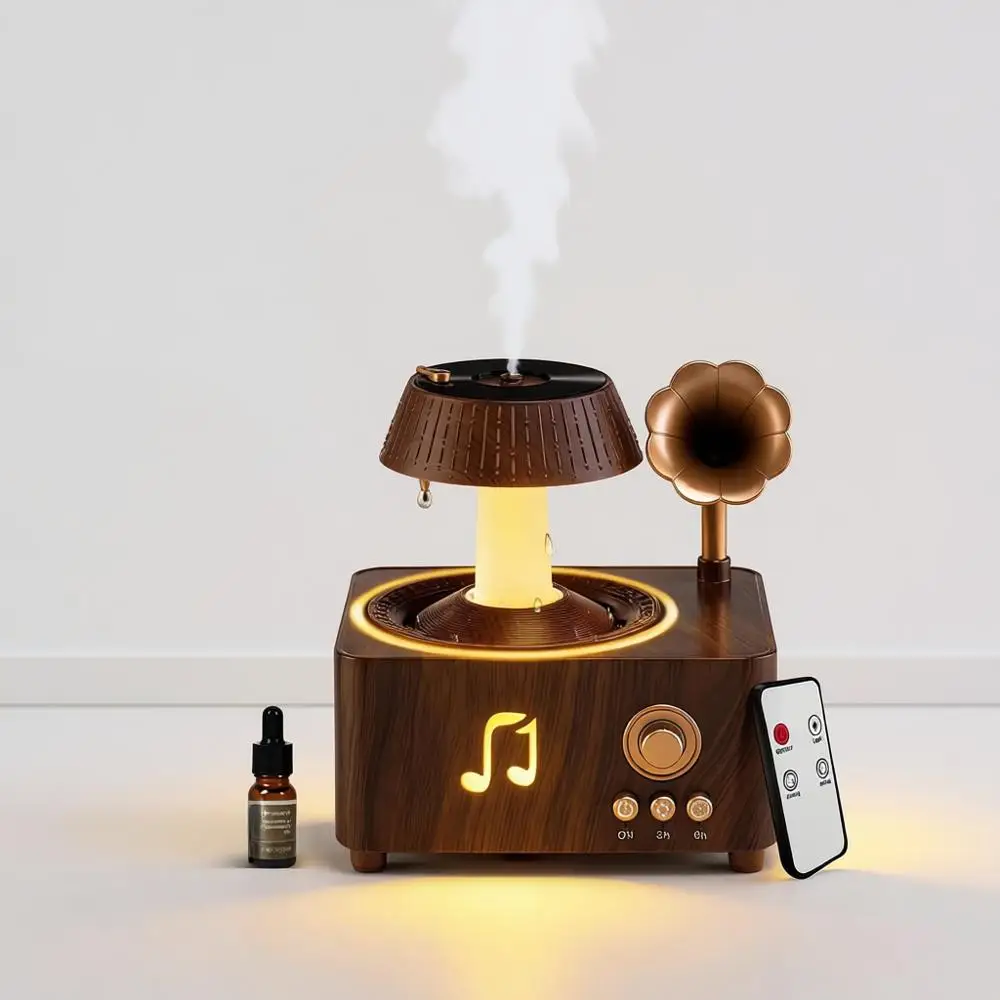 

Аромадиффузор с увлажнителем воздуха для дома, 250 мл, 7 цветов подсветки, автоматическое отключение с пультом ДУ, для больших помещений, под дерево