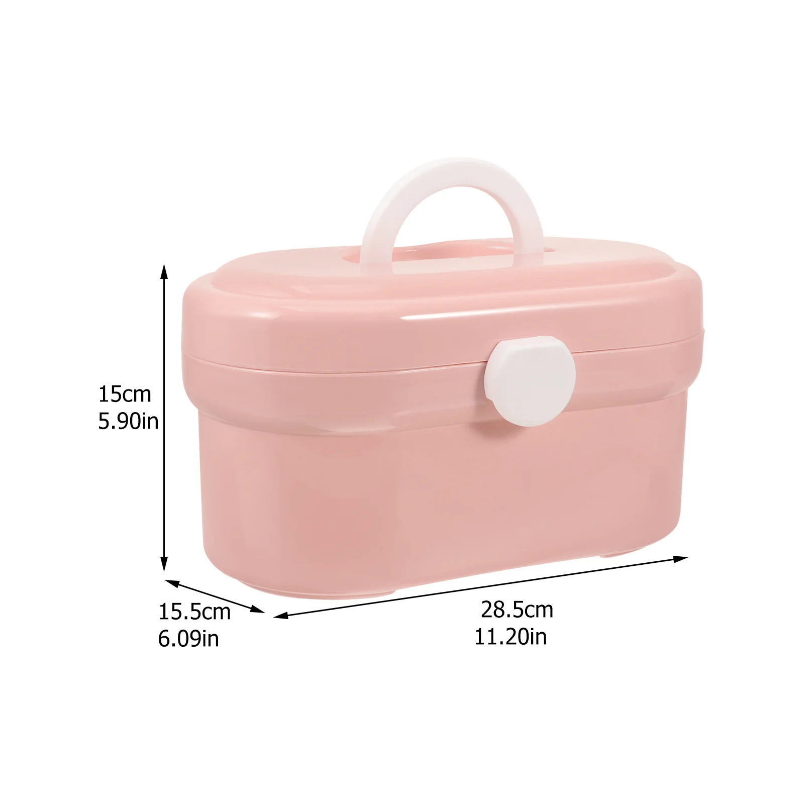 صندوق دواء محمول لحقيبة تخزين الإسعافات الأولية البلاستيكية المتينة وحامل أدوية منظمي باللون الوردي