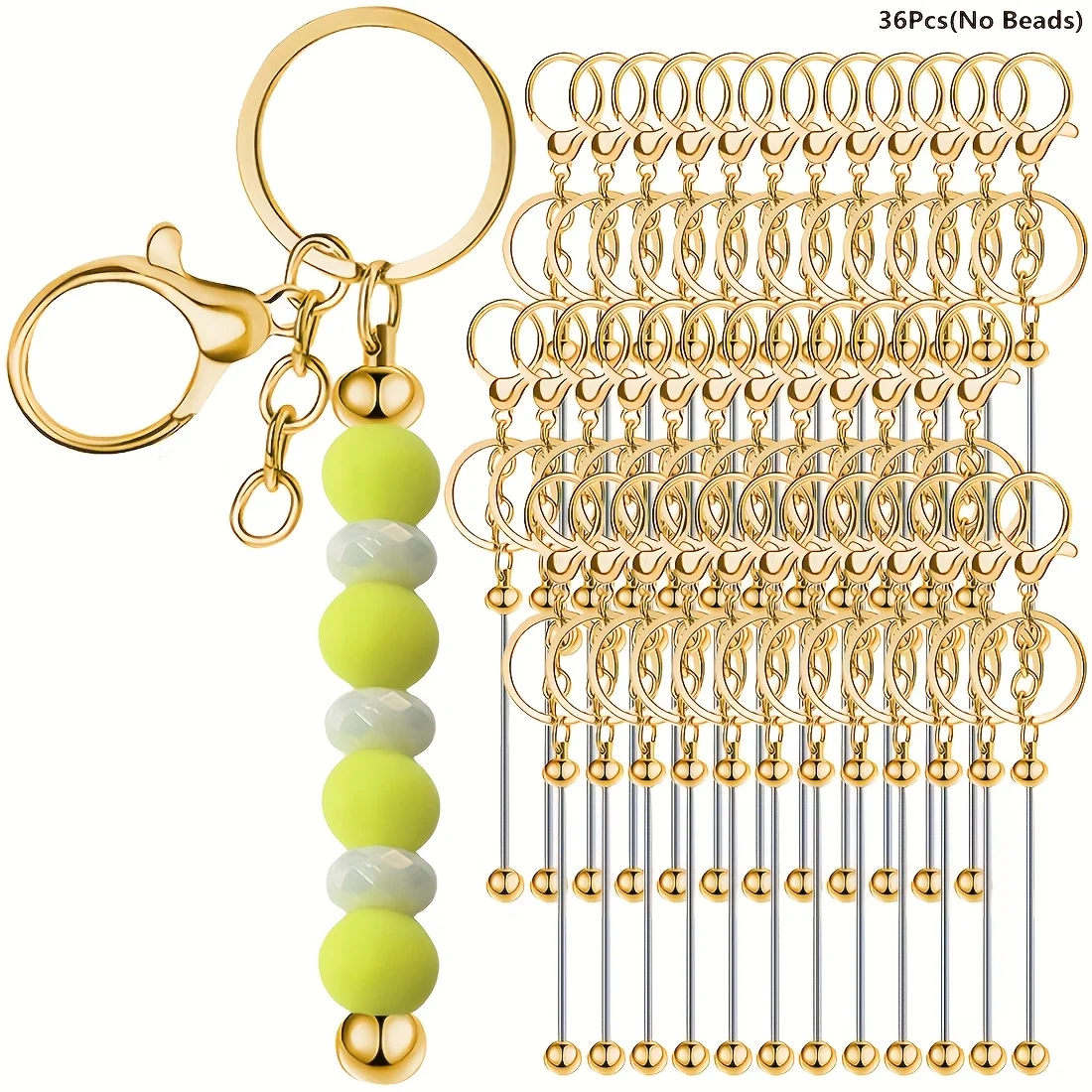 36PCS Keychain Strip Batch Beads Pendant Making Additions Backpack Decor Creative Gift Wholesale Durable Hardware Craft Supplies