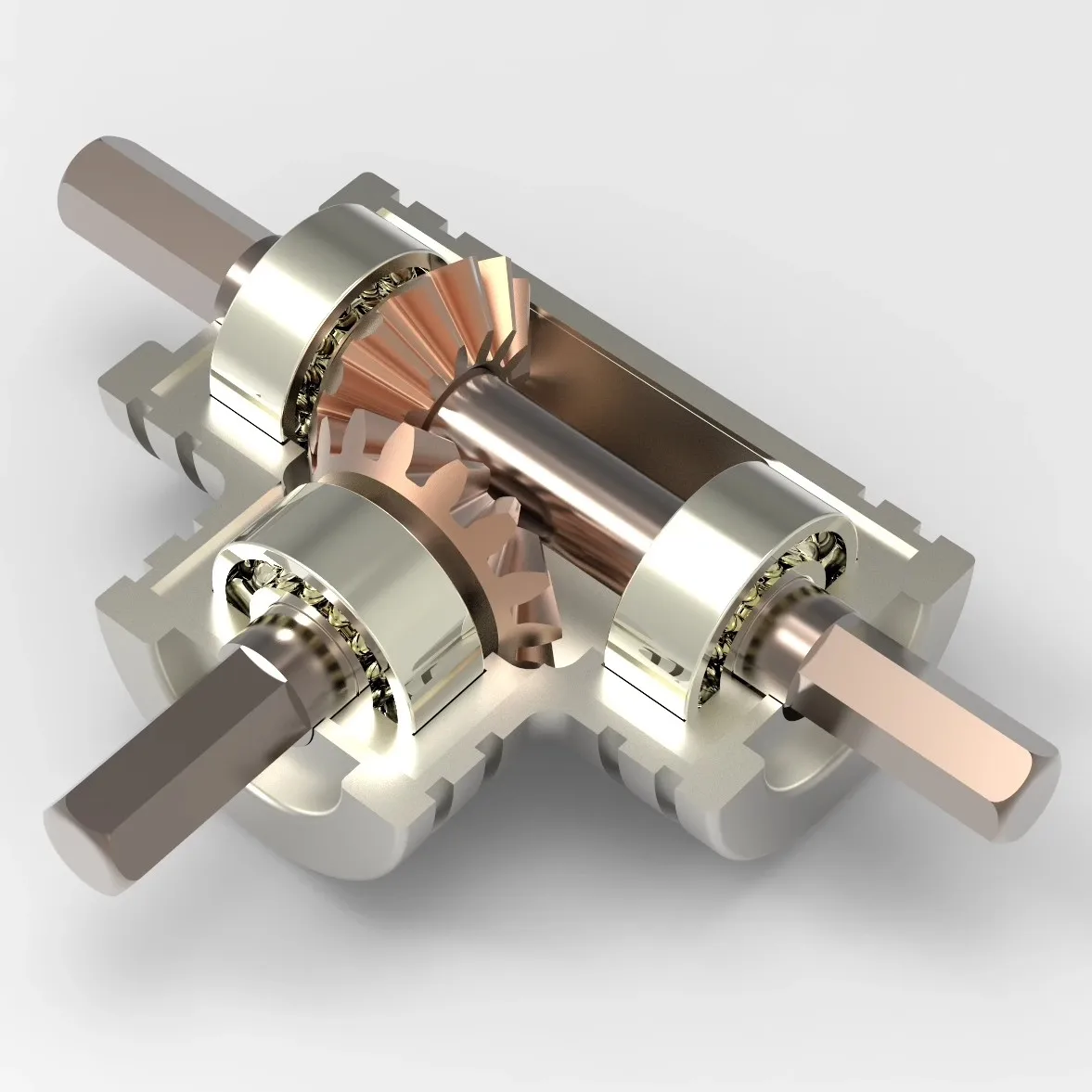 1:1 Three-way steering gearbox equipment, transmission gearbox, 0.8 meters, output shaft 5mm, alloy gears with bearings