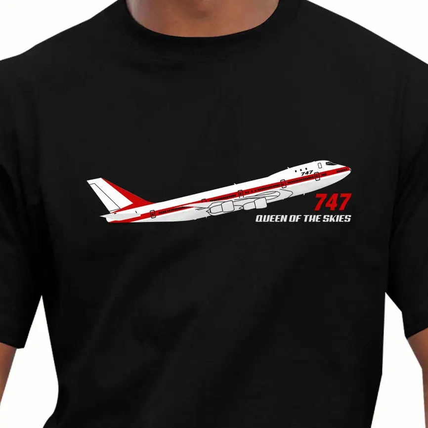 2022 New Trendy Hot sale Men High Quality Aeroclassic Boeing 747 Prototype Airliner Inspired retro t shirts Round Neck Crazy T