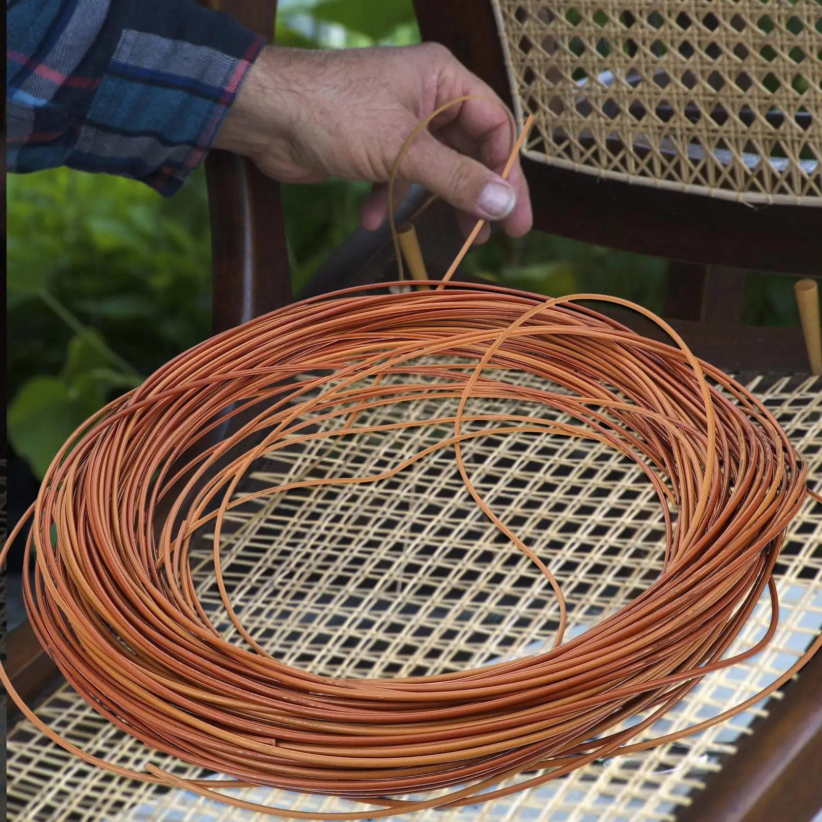 Material de reparación de sillas de ratán sólido de 3mm para proyectos de tejido, almacenamiento de patas de muebles de ratán de plástico ligero