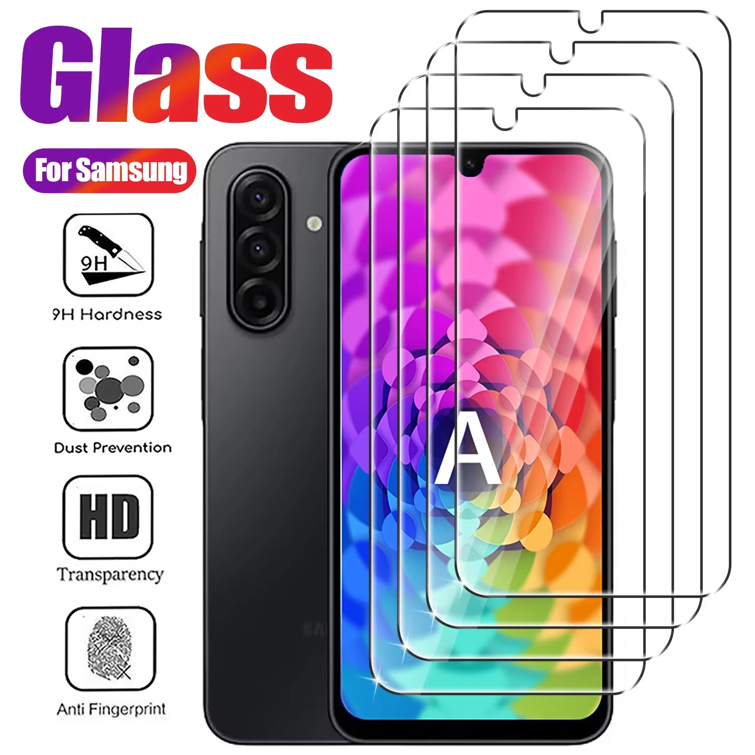 

4-1Pcs Tempered Glass For Samsung Galaxy A56 A36 A26 A16 A07 A06 A55 A54 A35 A34 A22 A13 A33 A53 A73 S25 S24 FE Screen Protector