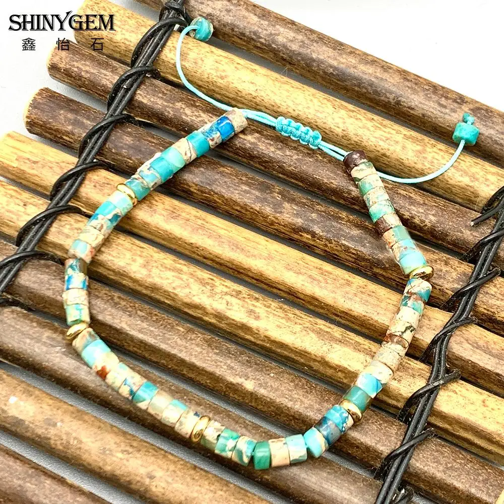 

SHINYGEM Imperial Stone Sea Blue Beaded Bracelet Elegant Stretch Crystal Anklet Fashion Jewelry Gift Women