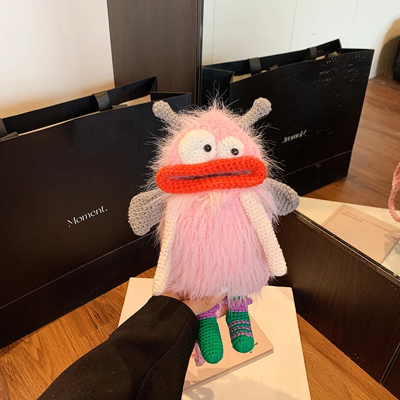 

Autumn and Winter Quirky Abstract Knitted Bag 2025 New Mini Shoulder Crossbody Bag Plush Phone Bag for Women 7704DL