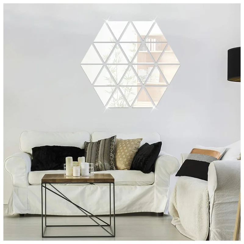 Acrylic Mirror Equilateral Triangle 15CM Combination Creative Wall Sticker Living Room Sofa Back Wall Decorative Painting