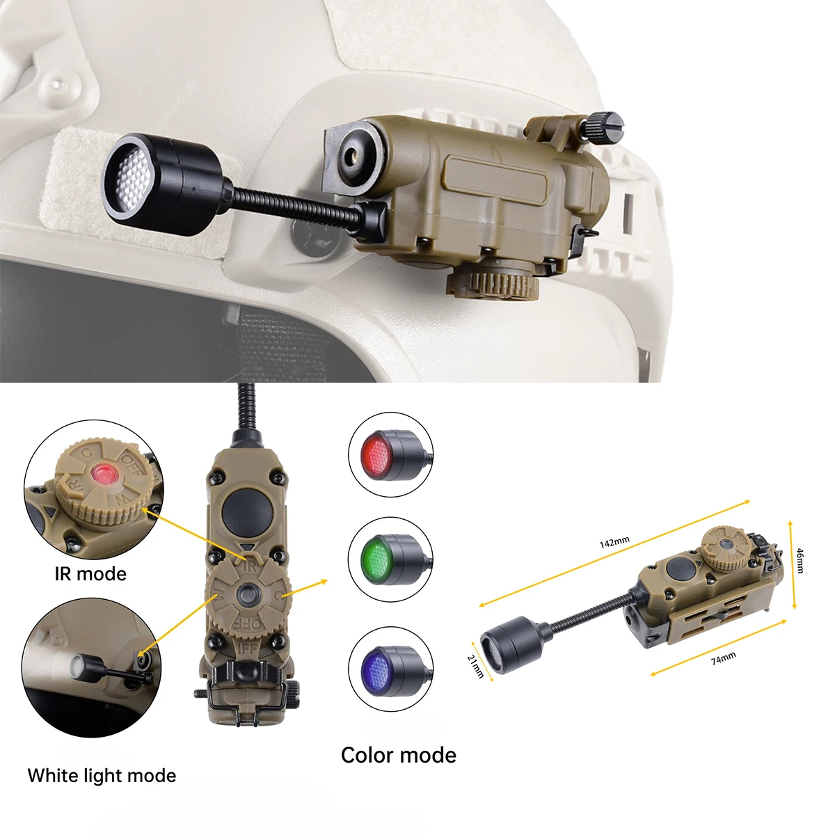

Tactical Helmet Lamp Strobe Light Red/Green/Blue/White/IR Head IFF Light Hunting Fishing Auxiliary LED Flashlight