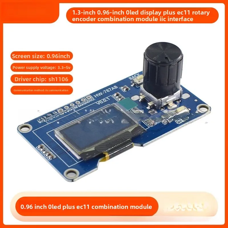 Schermo OLED da 1,3 pollici e 0,96 pollici di qualità con modulo combinato codificatore rotativo EC11 Interfaccia IIC Basso consumo energetico