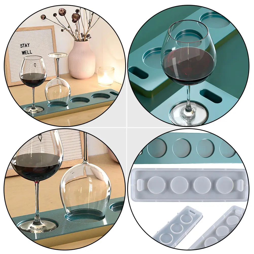 DIY Crafts Wine Glass Holder Mold Smooth Interior Extend Silicone Life Epoxy Uv Resin Coaster Pad Silicone Mould