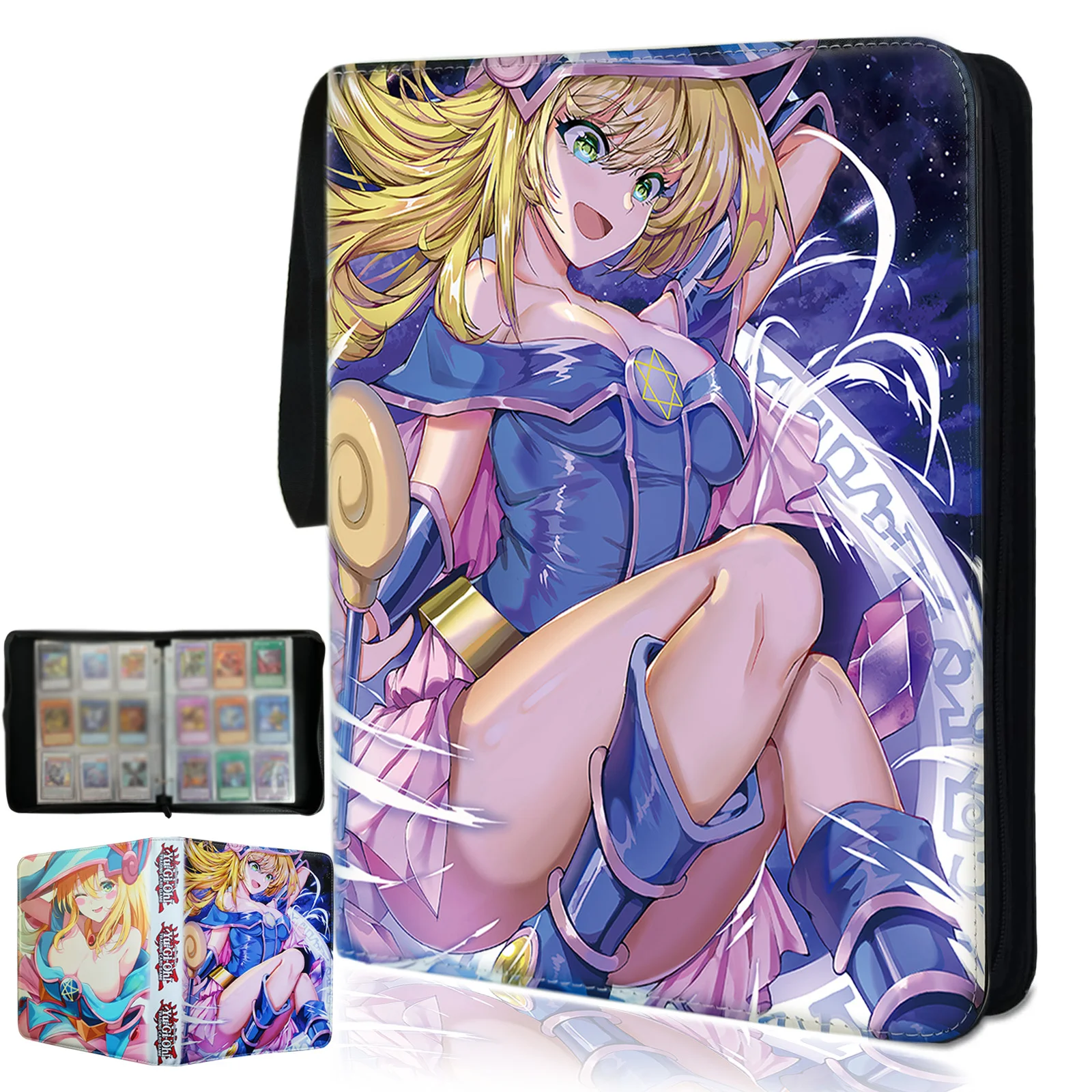 トレーディング遊戯王カードバインダー-900枚収納可能-カードコレクターアルバムホルダー、取り外し可能なスリーブ50枚付き-おもちゃギフト-男の子-女の子向け