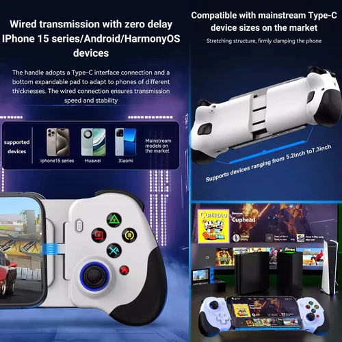 Imagen 2 del producto Control Gamepad juego Pad para iPhone IOS 15 16 Android teléfono móvil USB controlador con cable disparador MFI Gaming Mando