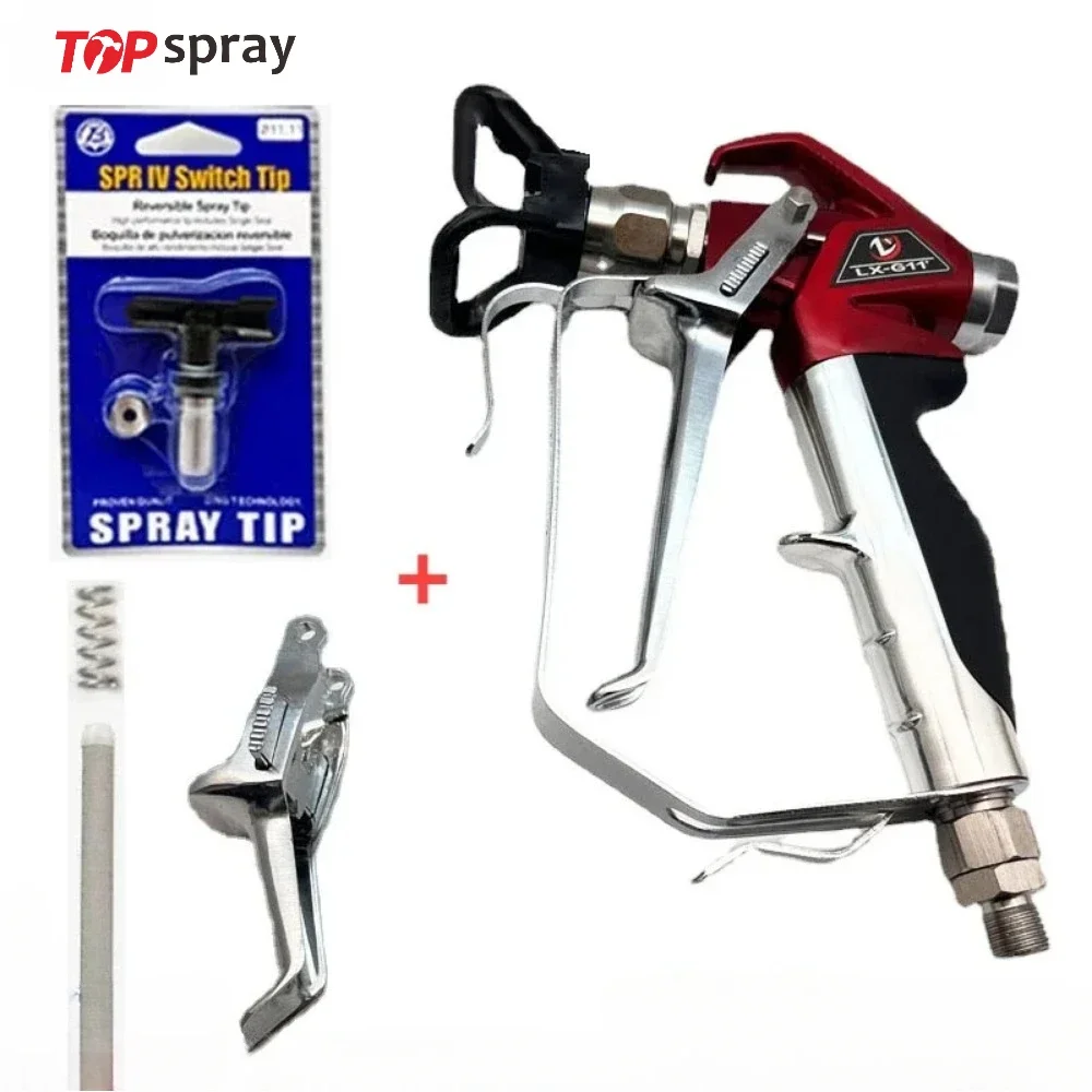 Topspray Airless Paint Spray Gun RX-Pro Czerwony wysokociśnieniowy pistolet do malowania 0538020 +517 Końcówka i osłona do opryskiwacza Titan