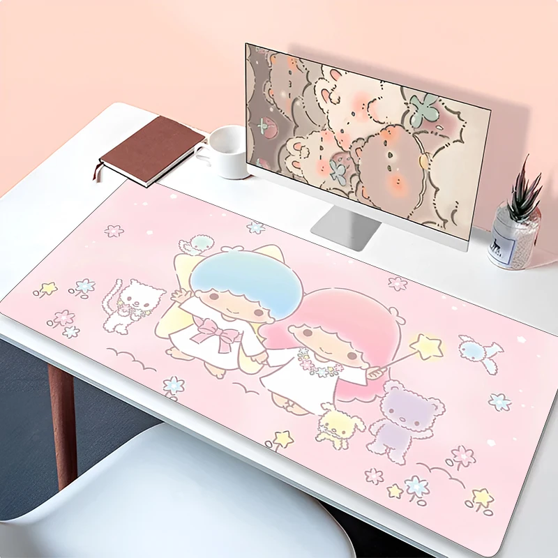 

Kawaii Mouse Pad L-little Twin Star Lockedge Large Gaming Accessories Computer Gamer Keyboard Mouse Mat Desk Mousepad For Csgo