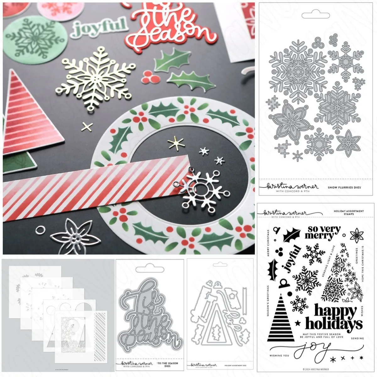 

2024 New Christmas Snowflake Greenery Alphabet Metal Cutting Dies Clear Stamps Stencil DIY Scrapbook Craft Decoration Greeting