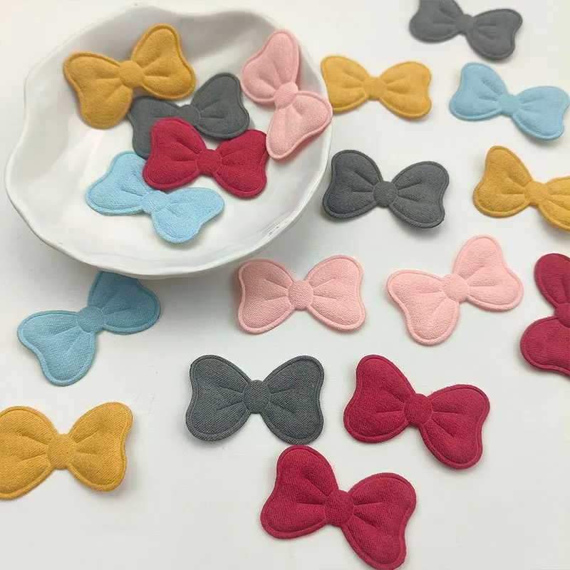 50 Stück Stoff-Schleifenapplikationen, gepolstert, für DIY-Kopfbedeckungen, Kleidung, Puppenmaterial, Zubehör, Hut, Tasche, Dekorationen, Aufnäher – Detail 3