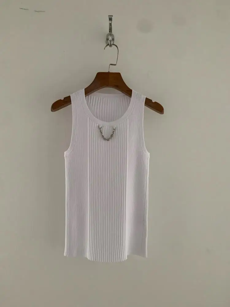 

Korean Style Design Sense Niche Top 2025 Summer New Fashionable Simple All-match Round Neck Sleeveless Knitted Vest For Women