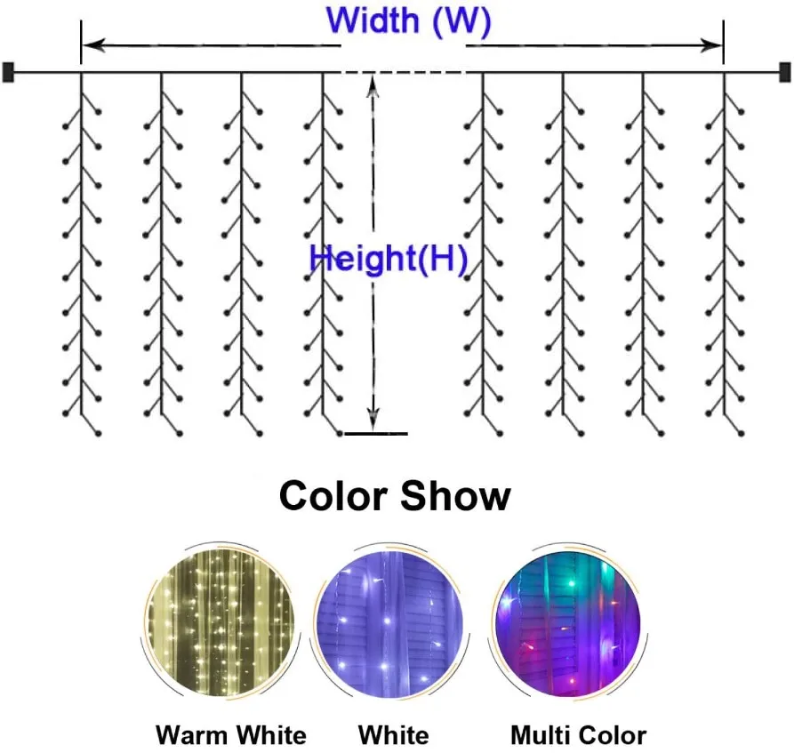 Decorazioni natalizie Ghirlanda di ghiacciolo LED Tenda String Lights 3M * 2M Spina azionata per Natale / Partito / Matrimonio / Arredamento della stanza Capodanno 2025 Luci delle fate Decorazioni natalizie 2025 Feston