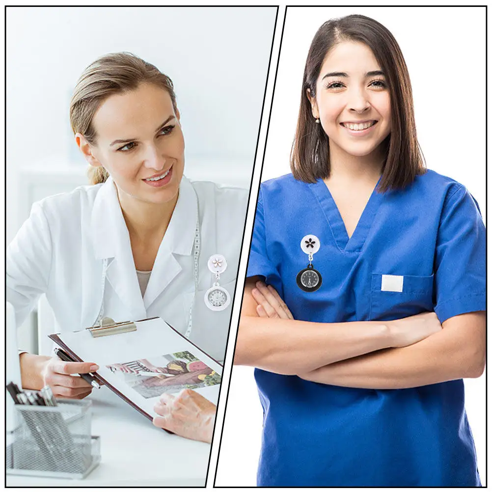 

Набор из 3-х цветочных значков-часов для медсестер с регулируемой цепочкой, прочные, из цинкового сплава, подвесные, для декора униформы врача