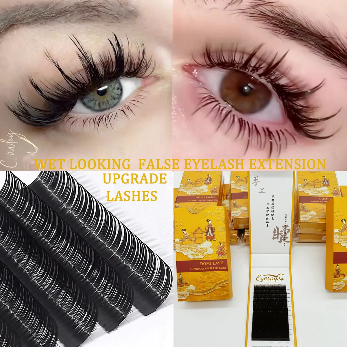 Domi Wet Look A Shape Autumn Wispy Halloween Cosplay Spikes Lashes Mink Individual Volume Natural Premade Fans False Eyelashes