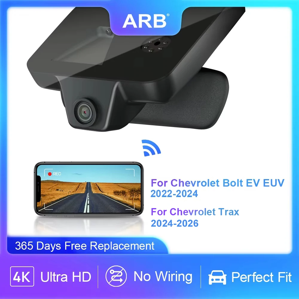 For Chevy Bolt EV/EUV 2022-2024 4K Dashcam, ARB Original Fit Car DVR with WIFI APP for Chevrolet Trax 2024-2026