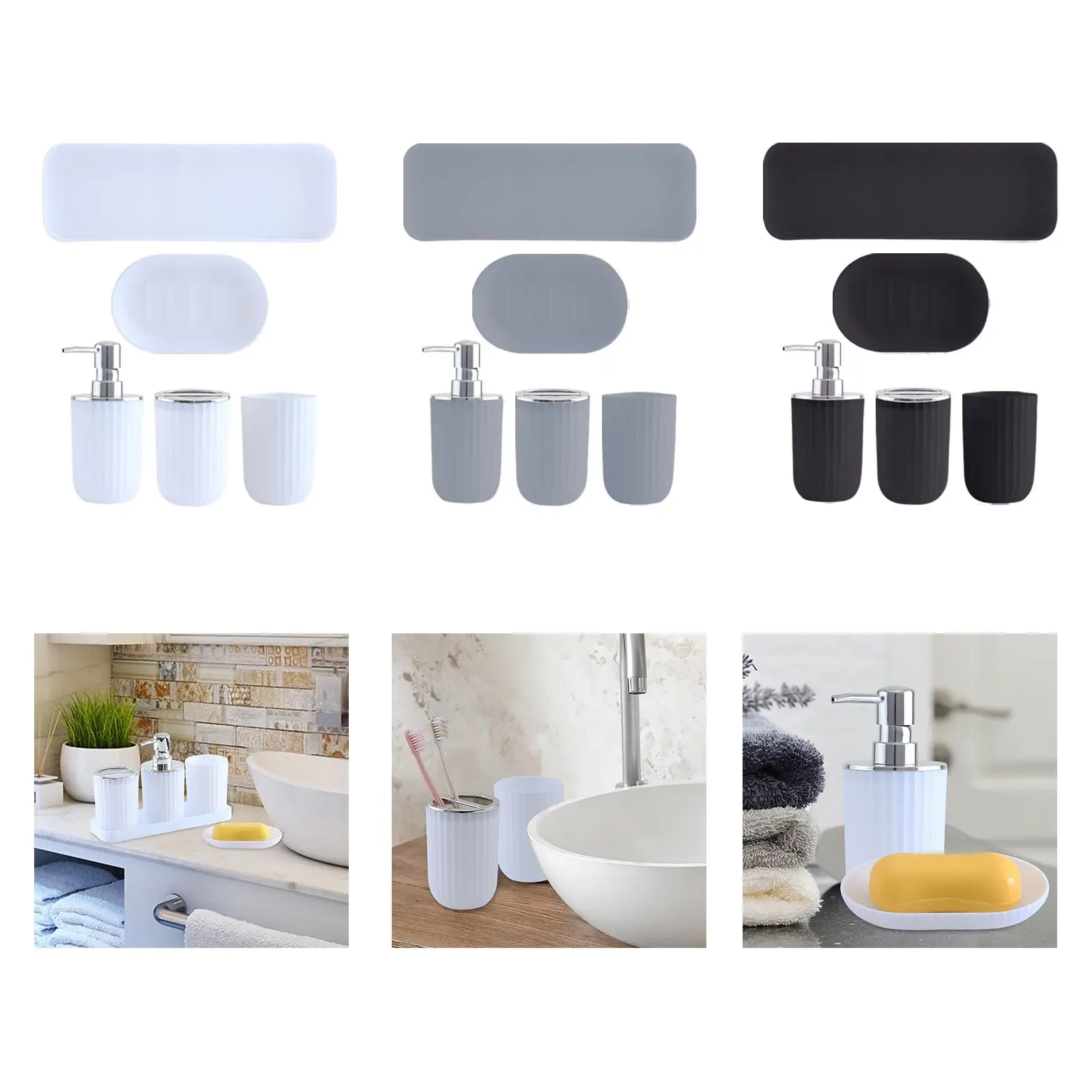 Plastic Bathroom Accessories Set Apartment Necessities Modern Decor