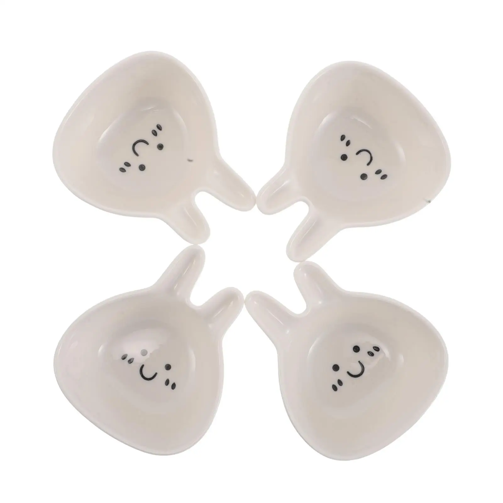 

4Pcs Ceramic Bunny Soy Sauce Dish Cute Bunny Head Condiment Tray Mini Snack Bowls Easter Tableware Appetizer Plates Cartoon