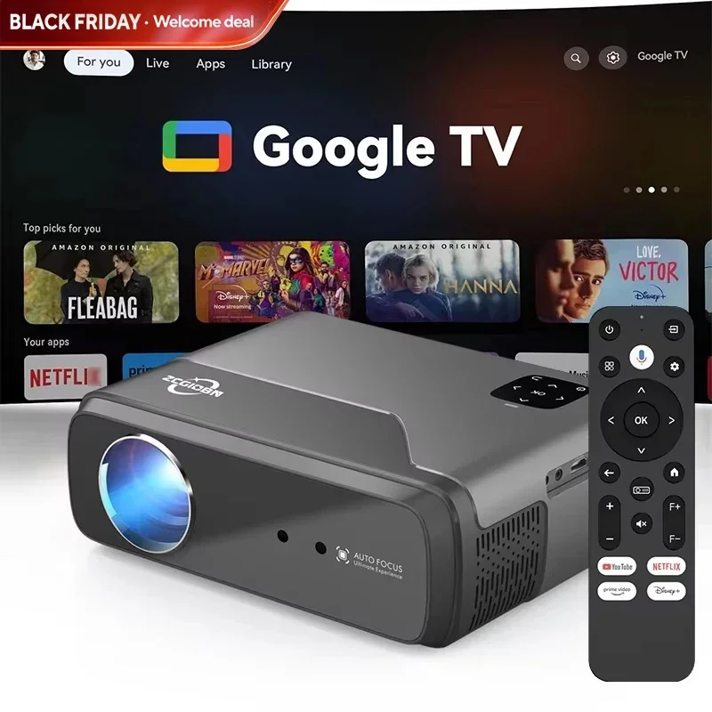 Proyector Portátil 4K UHD HDR10 Cine en casa Película Certificado por Google TV Gaming MemC al aire libre A prueba de polvo