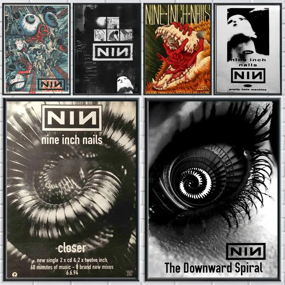 

Hot Band N-nine lnch Nails Poster Trendy Wall Art Good Sticker Printed on PP Paper for Living Room Office Bar Decoration
