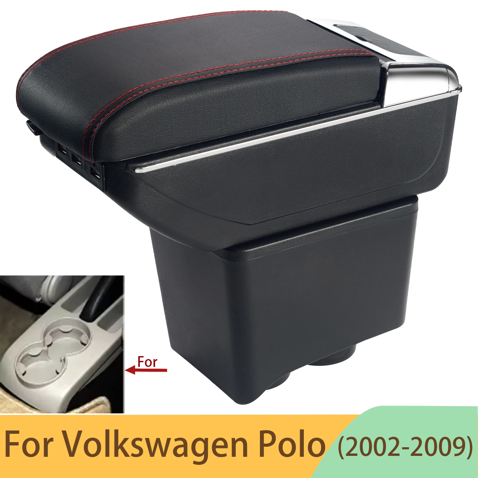 

For Volkswagen Polo Armrest For VW Polo 9N 3 Car Armrest box 2002-2009 Retrofit parts Storage box car Interior accessories USB ﻿