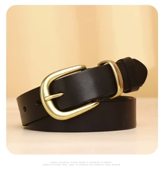 Women Genuine Leather Belt Cowskin Strap Luxury Alloy Pin Buckle Fashion Fancy Vintage Jeans Belt Skirt Decoration