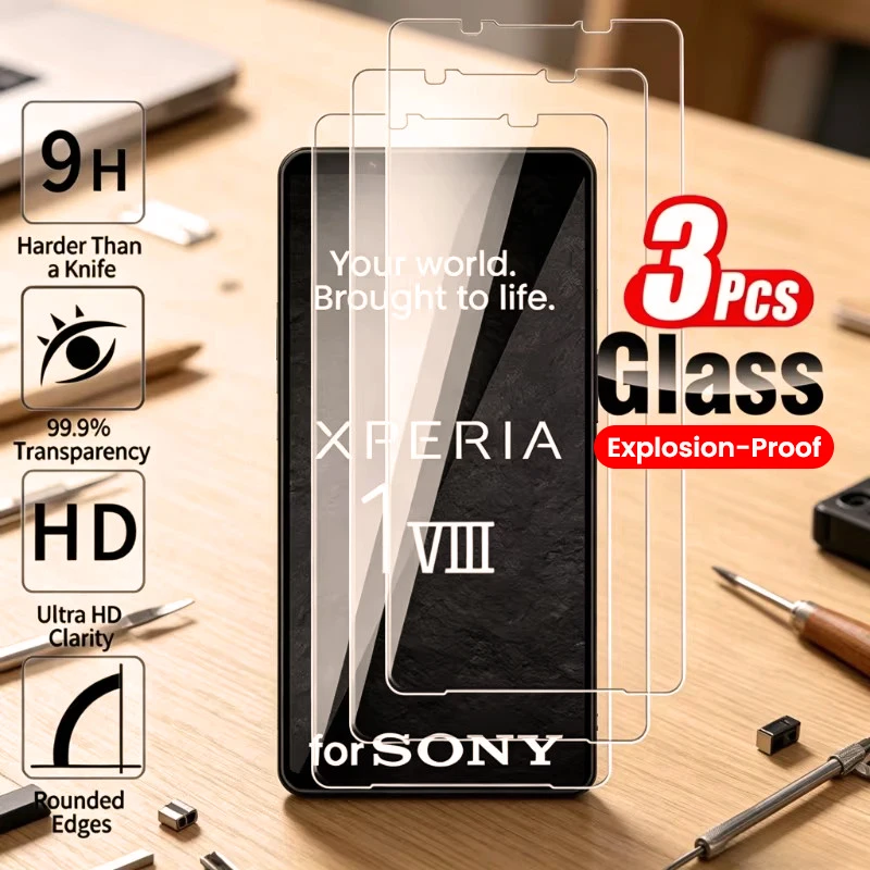 Xperia1 8th Glass 3 Stück ultraklares gehärtetes Glas für Sony Xperia 1 VIII 1VIII Xperia1VIII 9H Displayschutzfolie