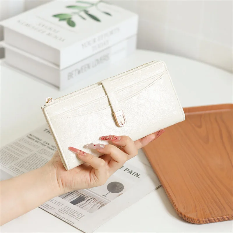 Retro Fashion Women's Long Wallets Large Capacity Zipper Closed Multi Card Slot Wallet Multi functional Double Zipper Handbag